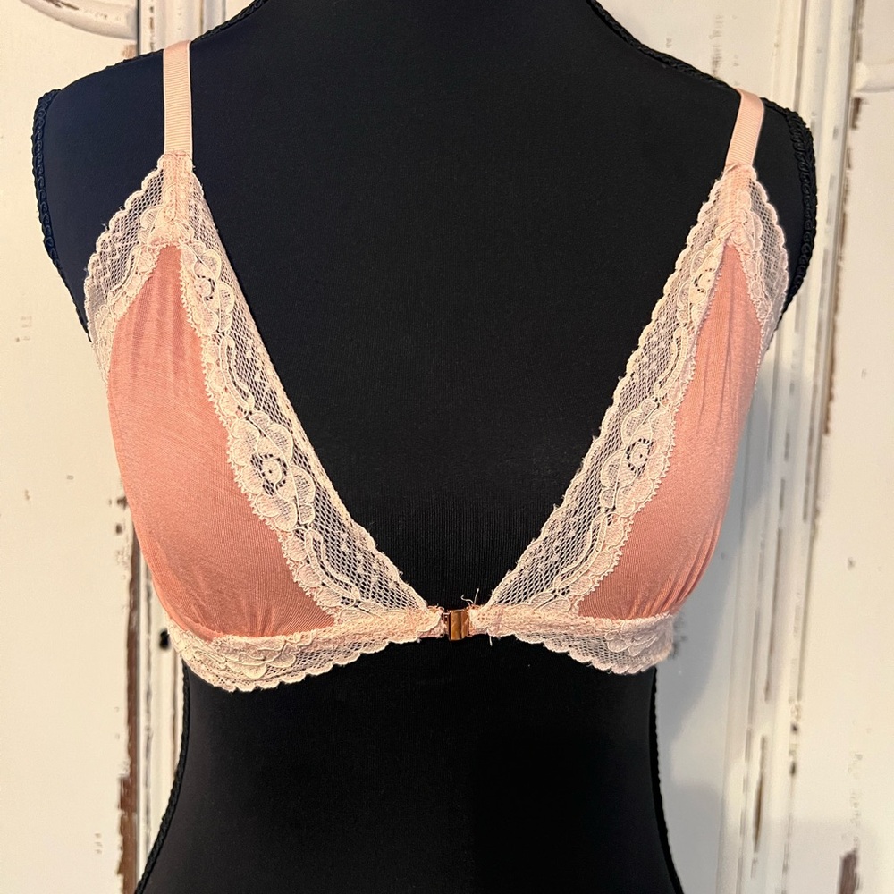 Eberjey Pink and Cream pink Lace Bralette